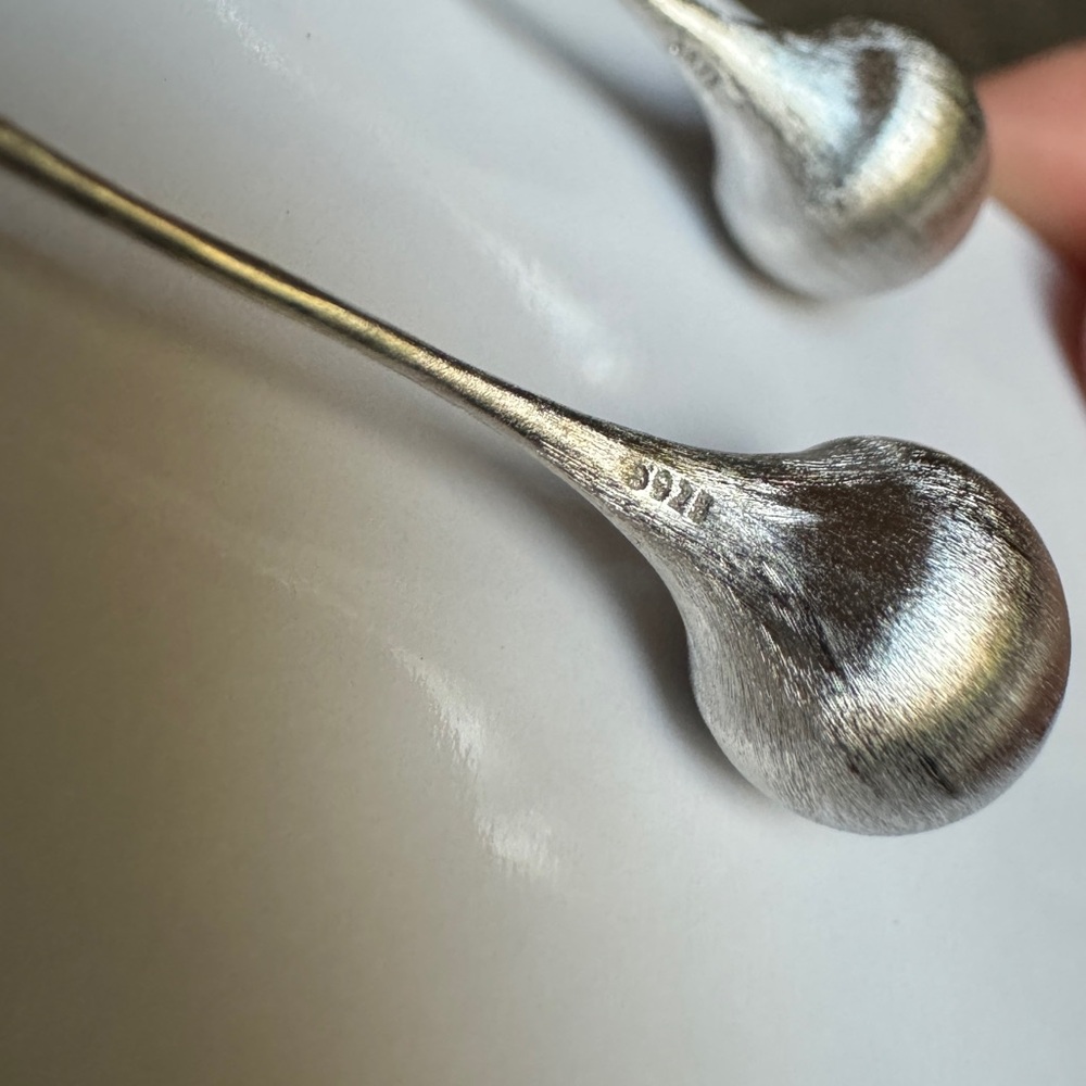 Sterling Silver 925 Solid Teardrop Hook Dangle Ea… - image 5